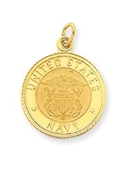 14k Gold U.S. Navy Insignia Disc Pendant