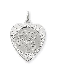 Sterling Silver Sweet Sixteen Heart Disc Charm QC2461"