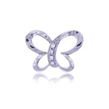 White Gold Ladies Butterfly Pendant w/ Natural Diamonds