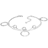 The Stainless Steel Jewellery Shop - Fashion Open Circle Ball Link Star Dangle Charm Double Strand Bracelet/Anklet