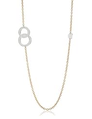 Rebecca "Soleil" Two-Tone Double Hoop White Shimmering Overlay Necklace