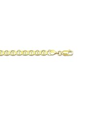 14K 30" Yellow Gold 4.5mm Polish Diamond Cut Mariner Link Chain With Lobster Clasp
