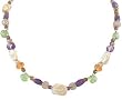 Chunky Peridot, Amethyst, Citrine Gemstone, and Czech Glass Bead Choker Necklace with Sterling Silver Toggle Clasp, 15" Length, #7935