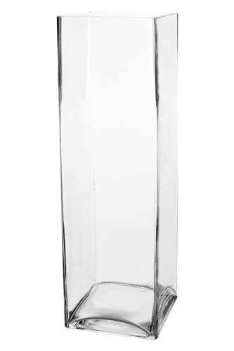 Square Vase, Clear Glass. H-16