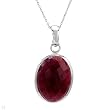 Necklace With 25.00ctw Genuine Ruby Made of 925 Sterling silver. Total item weight 13.0g Length 18in