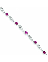 2.8 Carat 14K White Gold w/ Diamond and Ruby Gemstone Bracelet