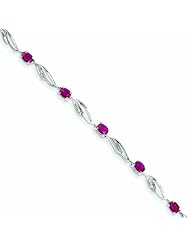 Genuine 14K White Gold White Gold With Diamond And Ruby Gemstone Bracelet 4 Grams Of Gold 100% Satisfaction Guaranteed.