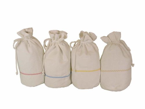 Beige Ric Rac Design Baby Utility/Diaper Draw String Bag in Small French Waffle Weave