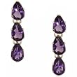 Pear Cut Amethyst Gold Dangle Earrings-Prong Set Jewels