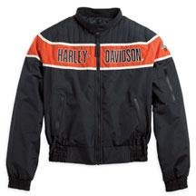 H-D Mens Race Team II Nylon Jacket-Black/Orange-L-Tall
