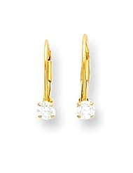 14K Yellow Gold Pink CZ Dangle Earrings Jewelry New
