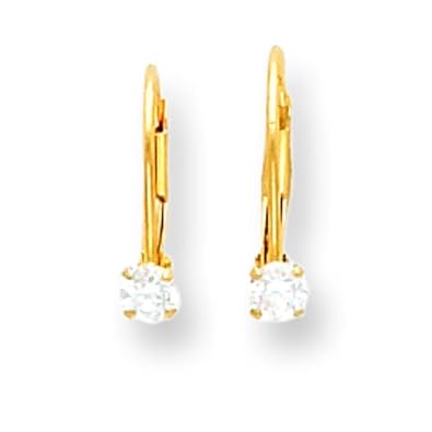 Cheap Girls Jewelry 14K Yellow Gold Pink CZ Dangle Earrings Jewelry New For Sale