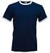 Fruit of the Loom plain ringer t-shirt Navy blue body white contrast XL (44 - 46 inch chest)