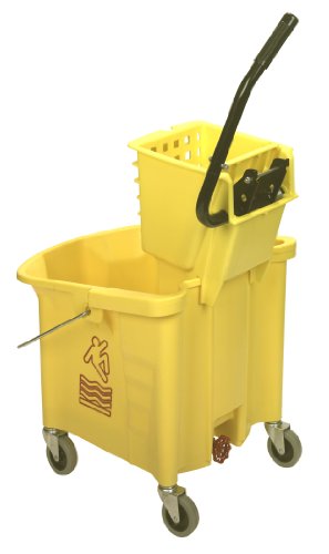 Continental 336-312YW Yellow 35 Quart Fplash Guard BackSaver Mop Bucket with SW12 Side-Press Wringer