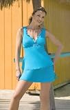 Crepe Ruffle Two Piece Skirtini Swimsuit by Liz Claiborne - Women's Swimwear Plus Size Swimsuits