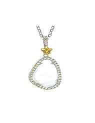 Phillip Gavriel Sterling Silver and 18k Yellow Gold Briollette Milky Rock Candy Ladies Pendant