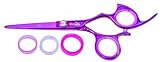 IMAGE OF Shark Fin Hair Shears Professional Line Titanium Right Handed Non-Swivel Pink Shear 6.25 Inches + Bella Via Hair Glitz Shimmering Hair Tinsel the Hottest Trend in Hair Accessories