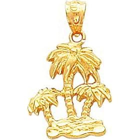 Buy 14K Gold Palm Trees Charm Diamond Cut by FindingKing