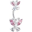 Sterling Silver 925 Pink Swarovski Butterfly Belly Ring