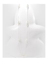 White Simulated Pearl Necklace In Sterling Silver