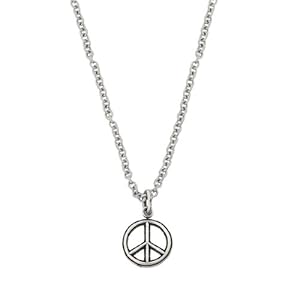 Sterling Silver Peace Sign Necklace (13mm Diameter)