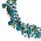 Sterling Silver Howlite/Turquoise/Amethyst/Crystal/Fluorite Necklace - 16 Inch