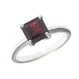 6MM Princess Cut Natural Garnet Ring In Sterling Silver 1.50CT (Available In Sizes 5-9)