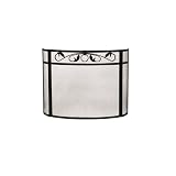 Wrought Iron Fireplace Screen With Top Scroll Design