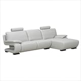 New Spec Charlotte Leather Two Piece Right Facing Sectional Sofa in Light Grey