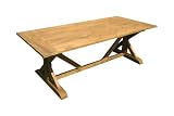 Ambientehome 68243 Tisch mit schwerem Fu&szlig; Grenada Teak retro recycelt ca. 220 x 100 x 75 cm