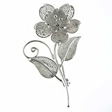 Brushed Sterling Silver Mesh Daffodil Flower Pin