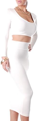 Priceabate Two Piece Bodycon Crop Top and Skirt Set