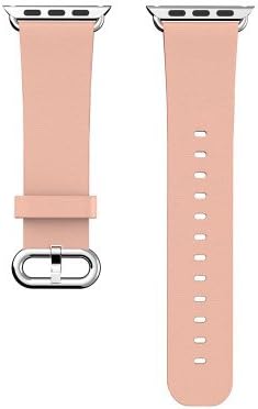 Apple Watch Band - HiX Genuine Leather Strap Wrist Band Replacement w/ Metal Clasp for Apple Watch(Pink-Only for 42mm)