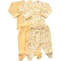 Under the Nile Side Snap Layette - Long Sleeve - Tropical Flowers or Stripe - Organic Cotton, 3 Months, Tropical Stripe
