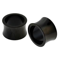 Black Titanium Double Flare Plugs, 8G, Sold as a Pair