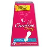 Carefree Thong Size Pantiliners With Asymmetrical Wings - 49 pads Per 12 Cases