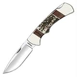 Folding Hunter, Stag Handle, Plain, Leather Sheath