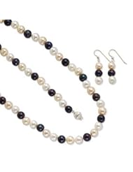 Genuine IceCarats Designer Jewelry Gift Sterling Silver Multi-Colored Freshwater Cultured Pearl 3 Piece Set