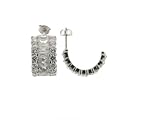 Sterling Silver Baguette and Round Cubic Zirconia Hoop Earrings by Charles Winston