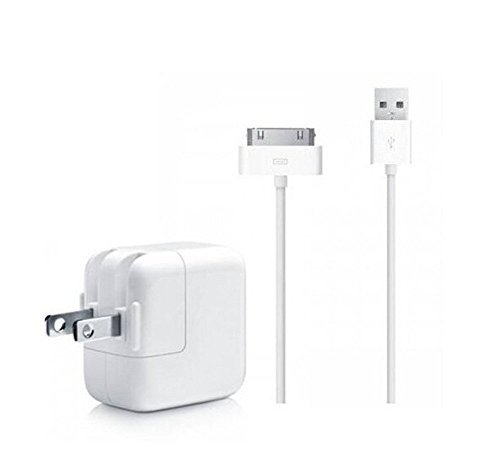 JUSTOP Hot Selling 10' Ft USB Sync Cable Power Cord + 10w Wall Charger for Apple Ipad.1,2,3 iPhone 4/4s(White)