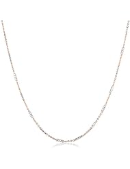 Italian Sterling Silver Rhodium and Rose Gold Plated Rolo and Diamond Cut Bar Chain Necklace