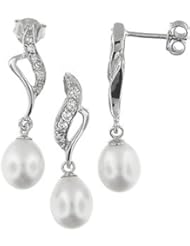 Sterling Silver and Freshwater Pearl Earring and Pendant Set