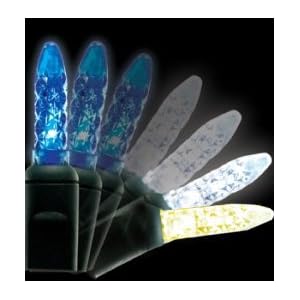 Set of 35 LED Colorwave M5 Christmas Lights Changes Blue to White - Green Wire
