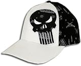 Punisher Big Skull Back Pattern White Felx-Fit Baseball Hat Cap