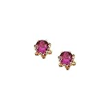 14K Yellow Gold 4 MM Ruby Teen Earring Studs