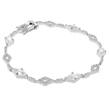 Sterling Silver Rhodium Plated CZ Fashion Bracelet, Clear