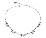 Michal Negrin Beautiful Swarovski Crystal Necklace with Flowers & Leaves all the way arround; - Victorian style, made in Israel