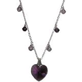 Heart Necklace Made with SWAROVSKI ELEMENTS Crysta Amethyst Purple Heart and Drops Sterling Silver