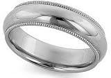 14K White Gold Milgrain Comfort-Fit Wedding Band, 5mm Wide