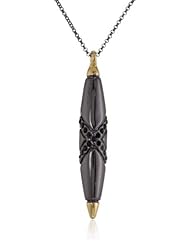 House of Harlow 1960 Obsidian Pendant Necklace, 15"+2 inch extender
